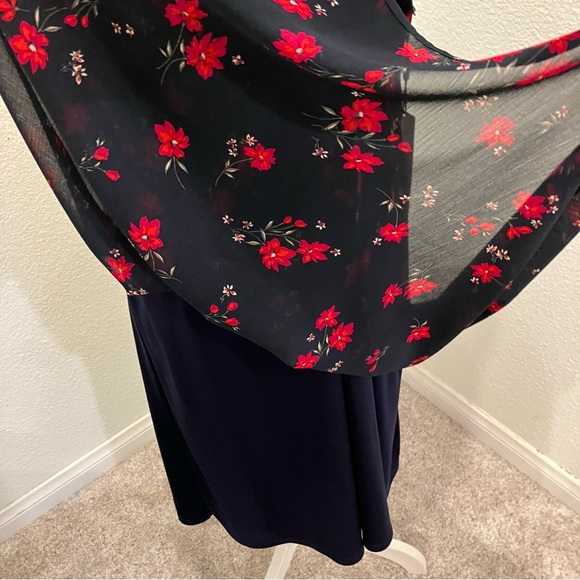 Calvin Klein Black Dress with Red Floral Design - Picture 8 of 10